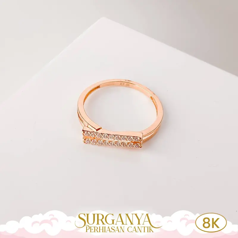 Cincin UBS Model List Variasi Permata Kadar Muda 8K Macan Gold 5