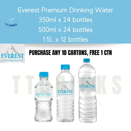 [BUY ANY 10CTN FREE 1CTN 350ML] Everest Premium Drinking Water 350mlx24btls / 500mlx24btls / 1.5Lx12btls