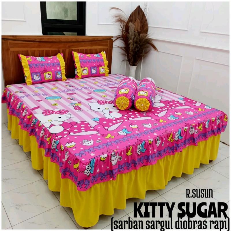 SPREI RUMBAI SUSUN UK.180X200 | SEPREI RUMBAI 180 | SPREI RUMBAI Katun Bunga King Size Karet 5