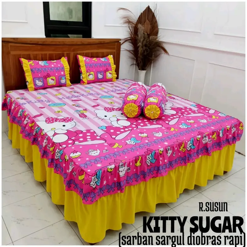 SPREI RUMBAI SUSUN UK.180X200 | SEPREI RUMBAI 180 | SPREI RUMBAI Katun Bunga King Size Karet 5