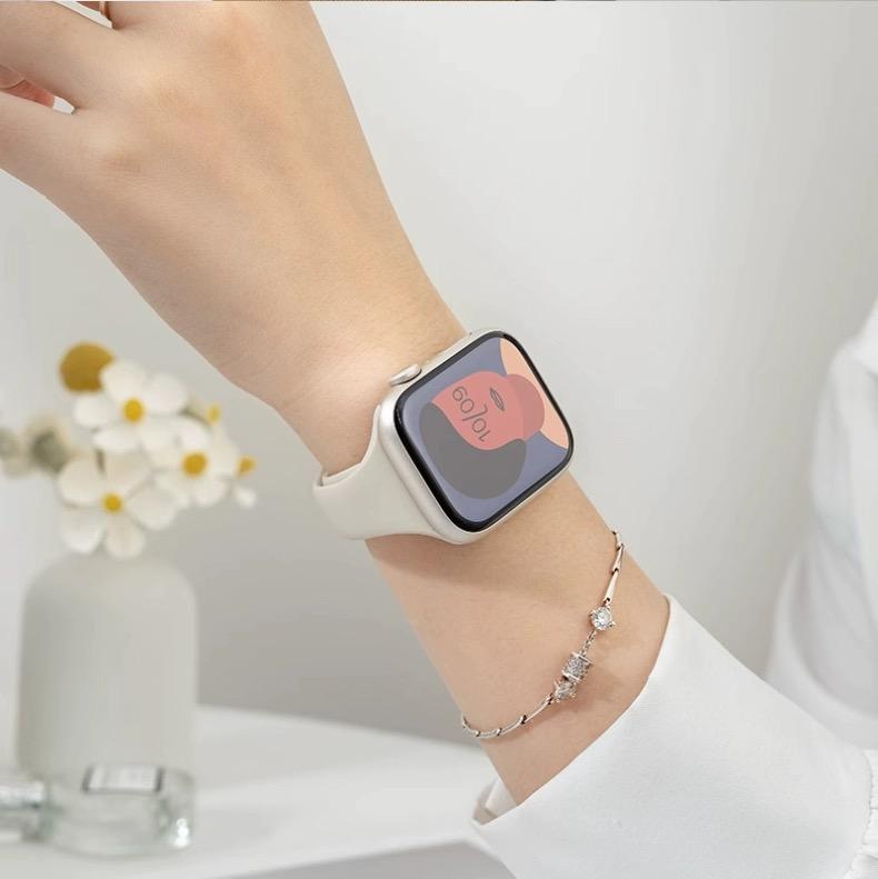 Product Introduction of สายซิลิโคน สายนาฬิกาอัจฉริยะ ข้อมือเล็ก, for iwatch 44mm, 40mm, 45mm, 41mm, Ultra 49mm, 42mm, 38mm, 44mm, 45mm, iWatch Series 7, 8, se, 3, 4, 5, 6 apple watch series 9 6