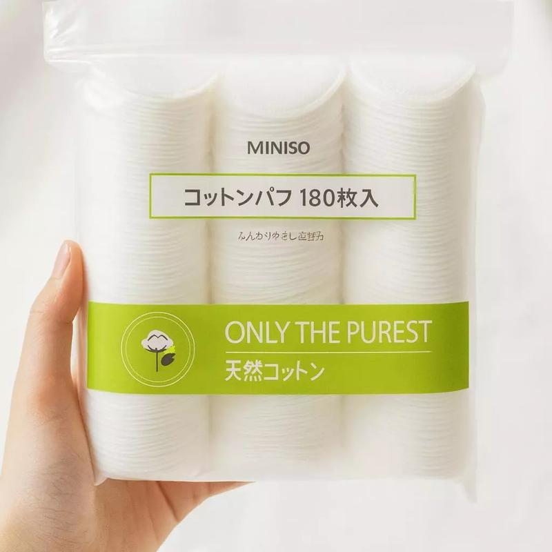 Bông Tẩy Trang Miniso Nhật Bản 180 Miếng gói 100% cotton tự nhiên – Chăm Sóc Da Tinh Tế Nhẹ Nhàng