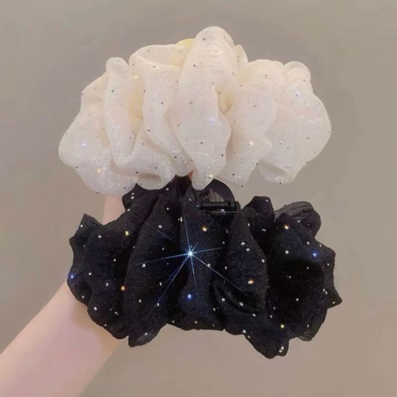 Kẹp Tóc Nơ Hai Mặt Tạo Bong Bóng Xinh Xắn Cho Nữ TD247 Màu Trắng & Đen Phù Hợp Với Phụ Nữ