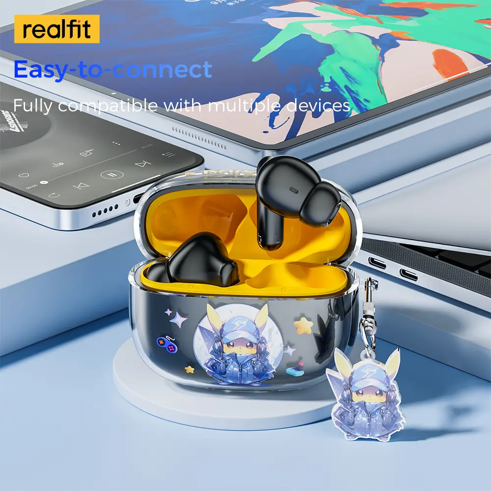 Tai nghe Bluetooth, Realfit F3, Khử tiếng ồn -38dB, Tai nghe thể thao, Âm thanh không gian 360 °, Âm trầm tốt | BigBuy360 - bigbuy360.vn