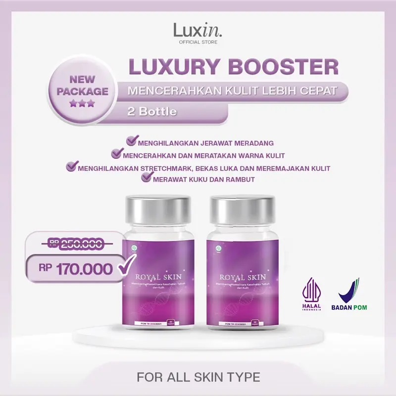 (New Packaging) Luxury Booster Paket Hemat 15X Isi 2 Botol | Suplemen Kecantikan Kulit | Mencerahkan Kulit |