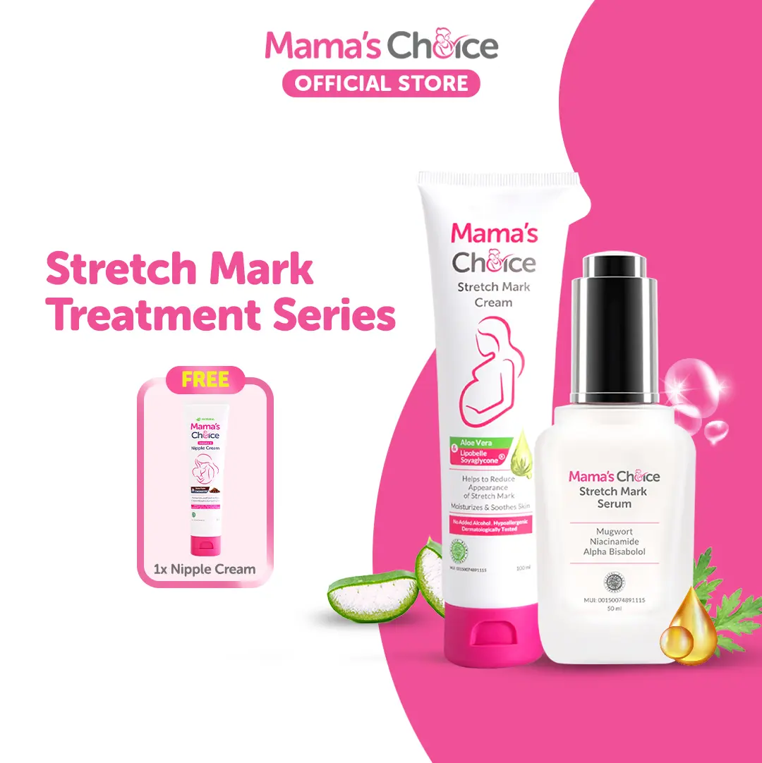 Stretch Mark Treatment Series Mama's Choice (Stretch Mark Cream + Serum) | Serum dan Krim Stretchmark Mengandung Olive Oil Ibu Hamil