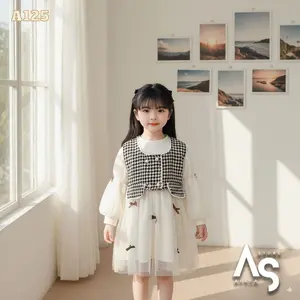 Alafastore A125 Dress Pesta Anak Perempuan Import Hitam Coklat 1-4 Tahun Bahan Lembut Berkualitas Tinggi Desain Elegan Cocok untuk Pesta Fashion Gaun Lengan Katun Best Seller