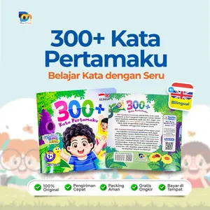Buku Aktivitas Mengenal Kata "300+ Kata Pertamaku" Buku Anak Bilingual Buku Anak Bayi atau TK/PAUD
