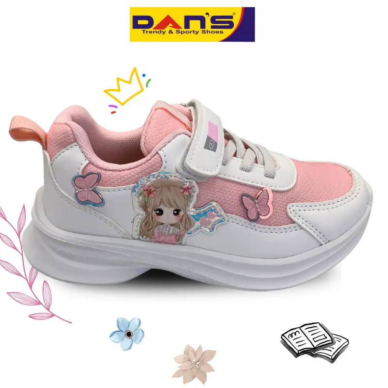 Sepatu Dans Kalama Sepatu Sneakers Anak Perempuan - White/Pink 0