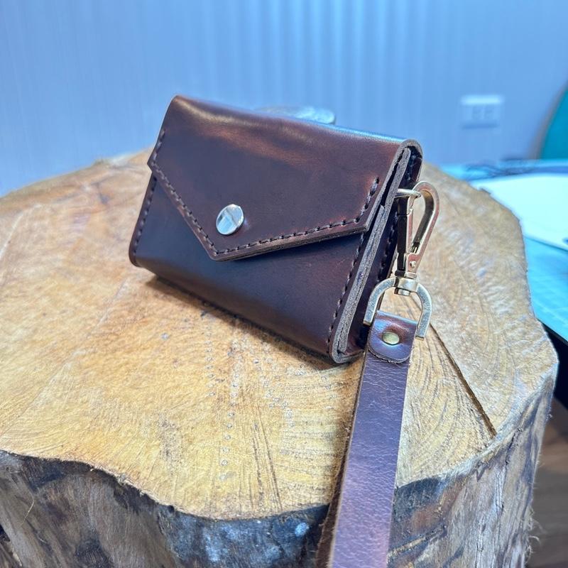 (BH 2 Năm)Ví da nam, nữ mẫu ví hộp size 8,2x11,5cm khâu thủ công đựng vừa giấy tờ cũ