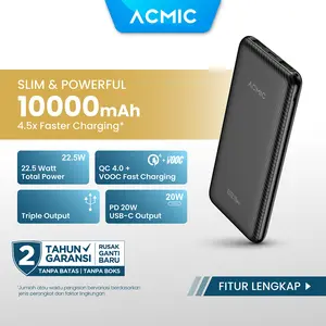 ACMIC C10PRO 10000mAh Powerbank Slim 22.5W Fast Charging Type C