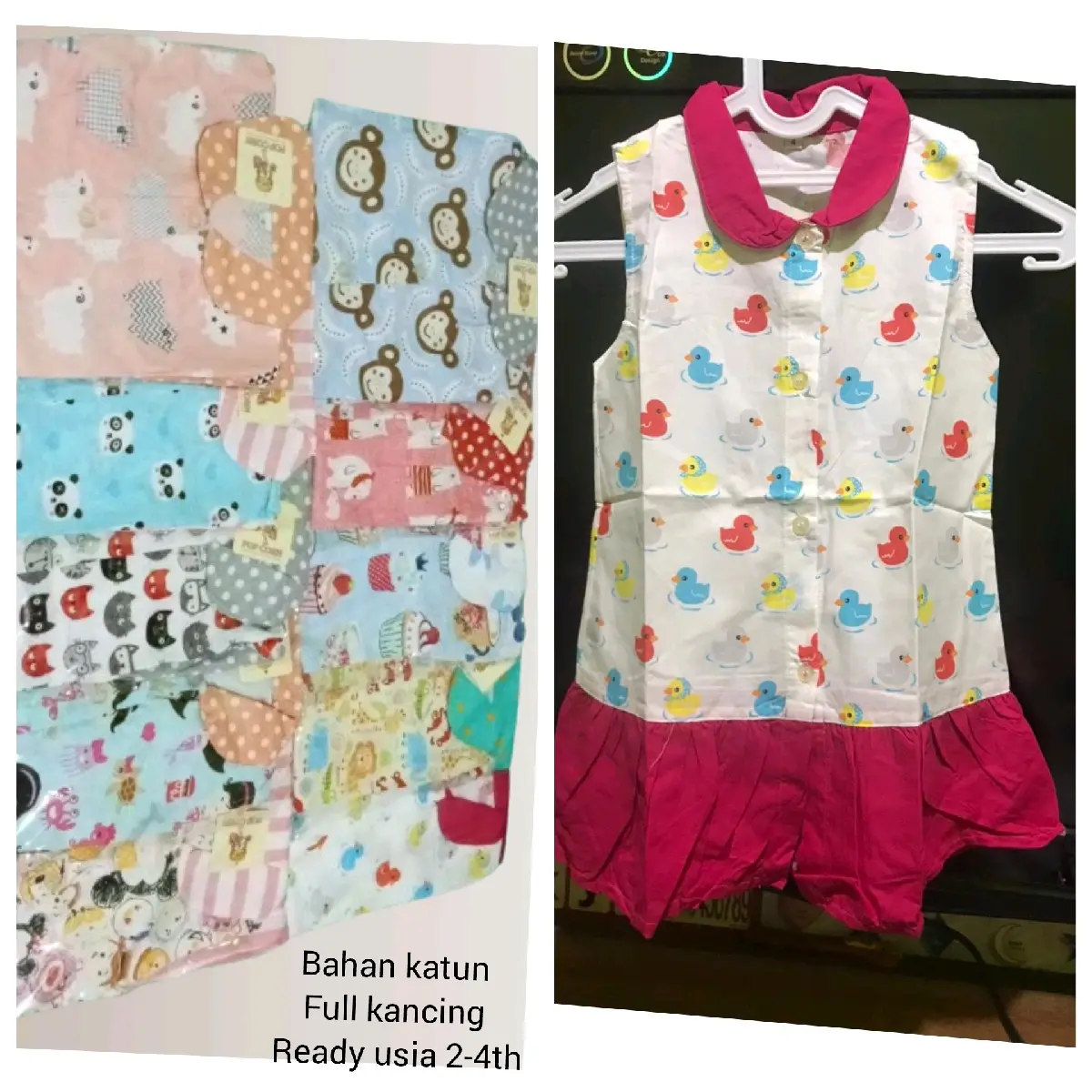 dress katun anak daster katun anak 1-4th full kancing
