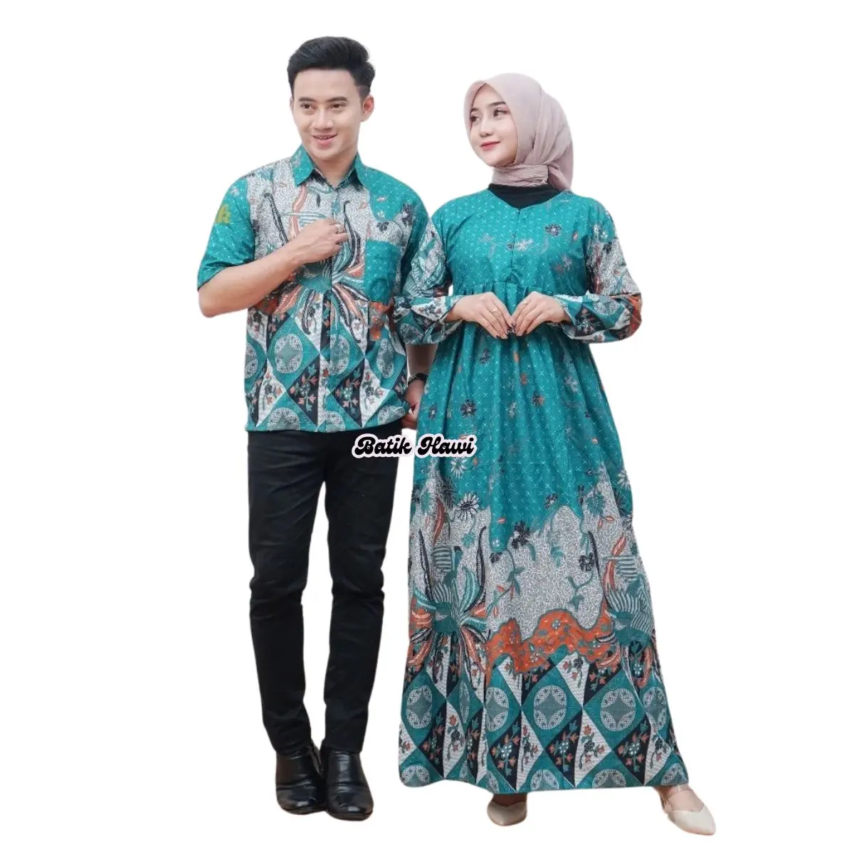 Set Gamis Couple Polyester Gamis Busui Batik Couple Pasangan Seragam Lengan Pendak Muslim Baju Keluarga