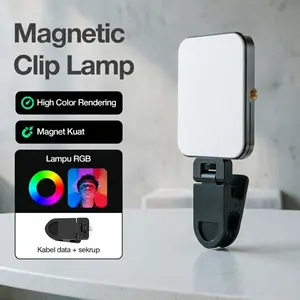 Aurop W80 Lampu Pengisi Ponsel RGB Magnetik dengan Tiga Suhu Warna yang Dapat Disesuaikan | Lampu Saku Video Langsung & Atmosfer LED Penuh Warna | Baterai Tahan 6 Jam | Desain Portabel & Magnet Kuat - Logam