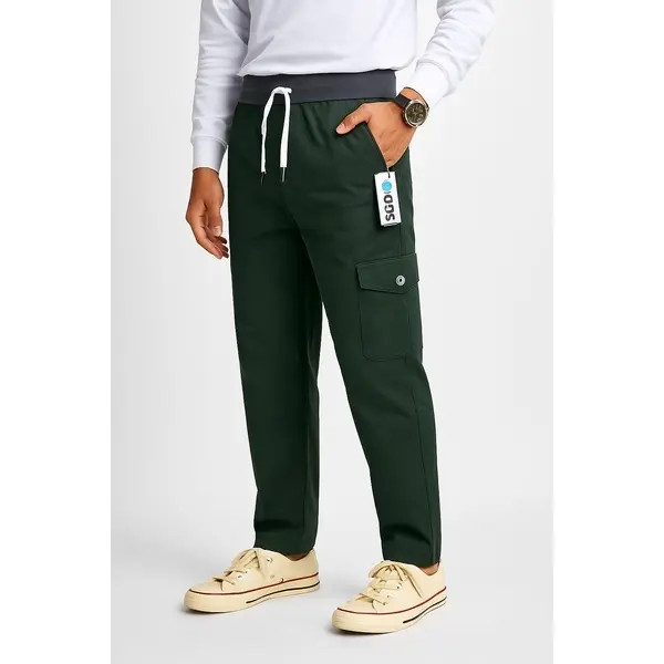 Celana Cargo Slimfit Pria Big Size 95Kg | Kain Katun Non Stretch Casual Cowok | Celana Panjang Pinggang Karet Melar Anti Sesak 4