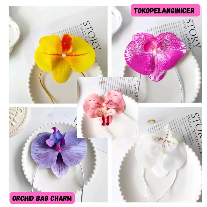 Orchid Bag Charm-Gantungan Tas Bunga Anggrek- Orchid Coker-Orchid Keychain-Gantungan Kunci Bunga Anggrek-Bag Charm Orchid Korea- Kalung Orchid 1