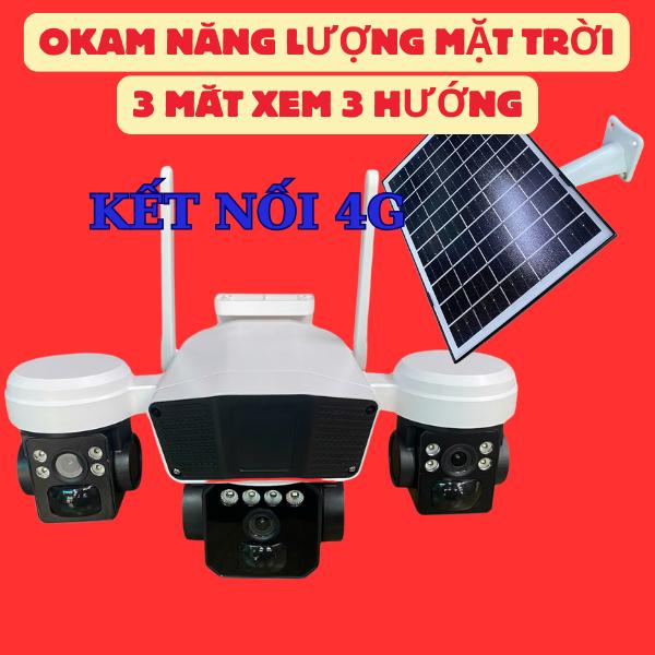 Camera Năng Lượng Mặt Trời Sim 4G - 4 Mắt 3 Màng Hình Độ Zoom Siêu Nét 4k full hd Camera Không Thấm Nước Ngoài Trời camera 2 mắt xoay 360 camera giọt nước camera 4 khung hình