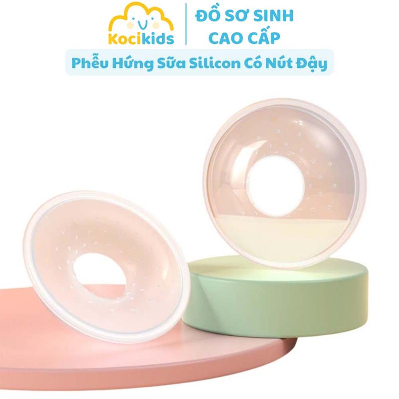 Phễu hứng sữa silicon có nút đậy giúp hứng sữa khi đi ra ngoài
