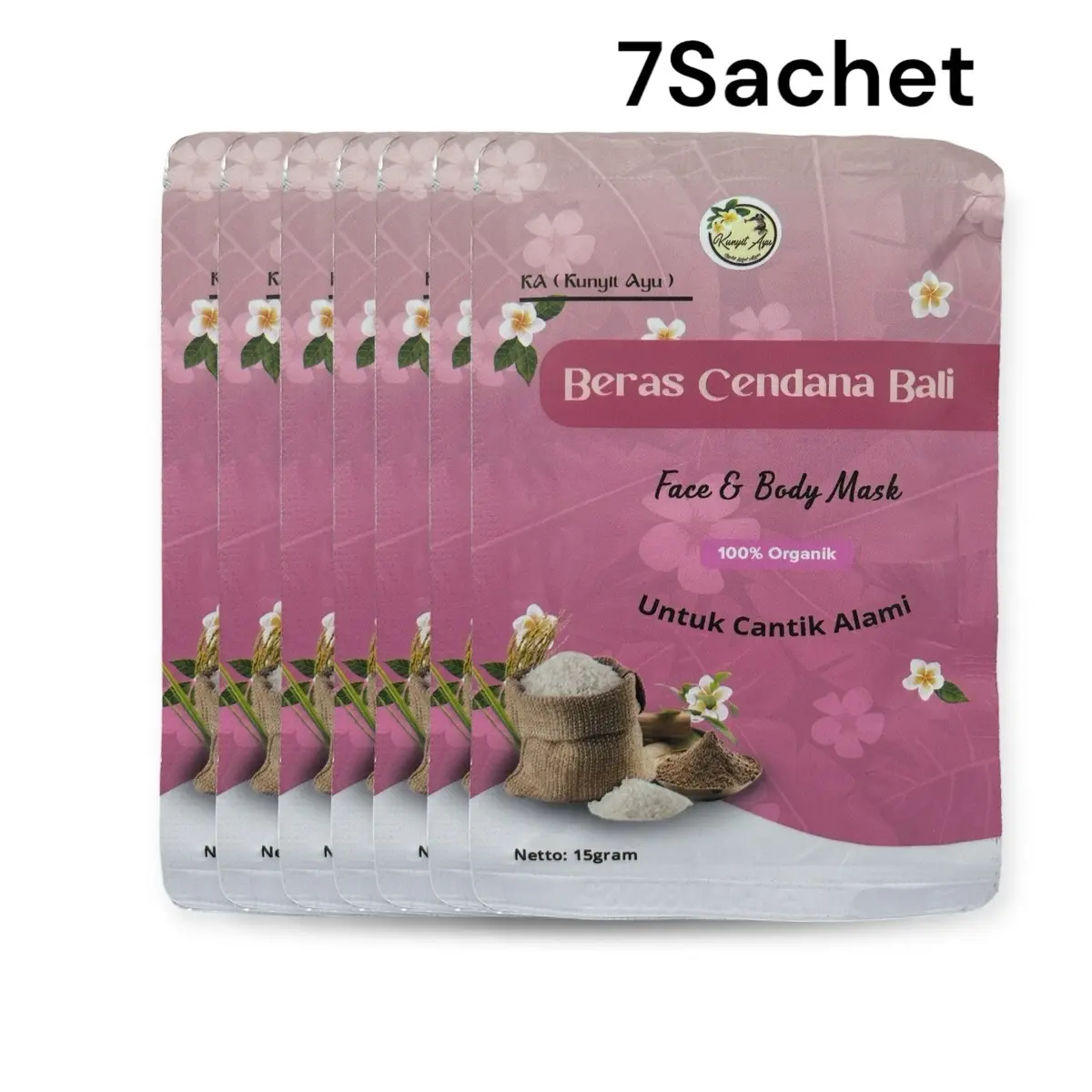 masker wajah dan badan beras cendana bali mencerahkan kulit kusam 7 pcs Mengencangkan Mandi
