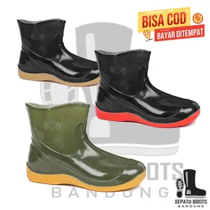 Sepatu Boot Pendek SUNTER RELAX Hijau Hitam Penthel Boots Ankle Karet Lokal Ringan Anti Slip Air