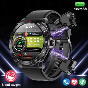 TWS 2-in-1 With Earbuds Bluetooth Headset Smartwatch Women Speaker Tracker Music Sport Watch Men Waterproof Smart Watch AMOLED Screen