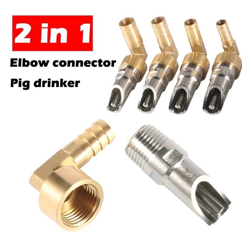 Stainless pig nipple drinker Piglet automatic drinker with Elbow connector for pig drinking supplies 1