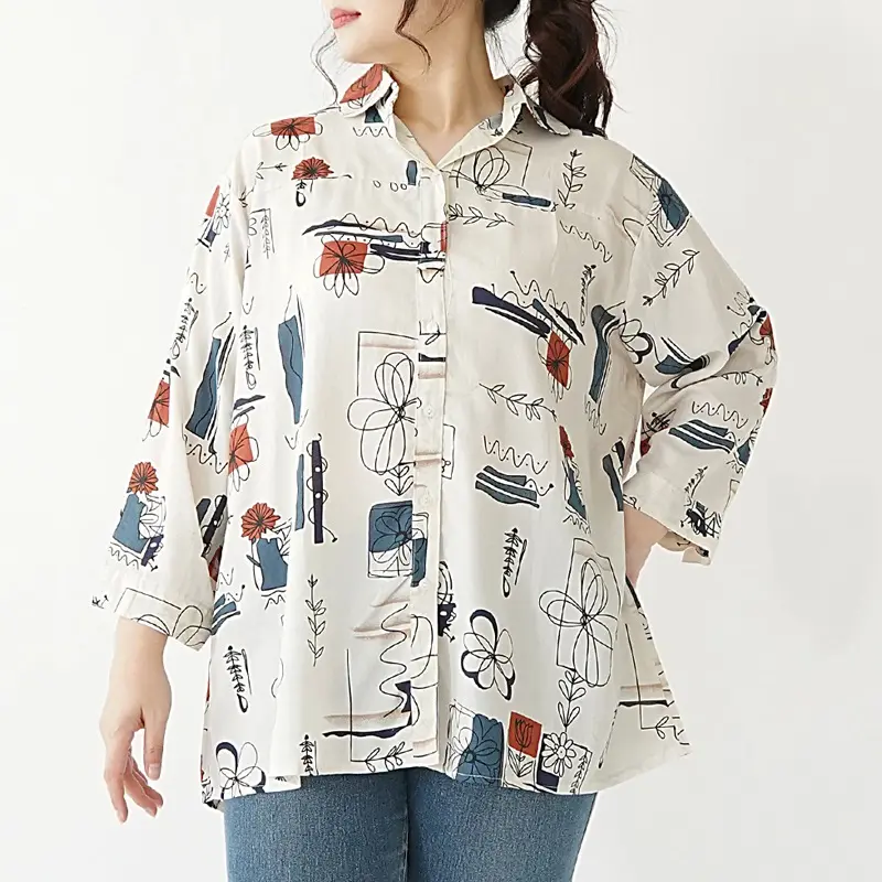 Kemeja wanita jumbo big size / kemeja rayon motif LD 130cm