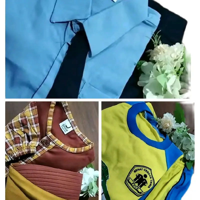 baju seragam sekolah yang terdiri dari,paud,tk,sd,smp,sma,kaos olahraga, almamater 0