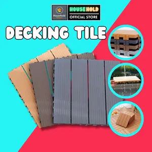 WPC Decking Tile 30x30cm Lantai Kayu Outdoor Indoor DIY Mudah Pasang Anti Air Anti Slip Cocok untuk Taman Balkon Teras Halaman Rumah Apartemen Dekorasi Lantai Kayu Estetik untuk Rumah Minimalis Modern 0353