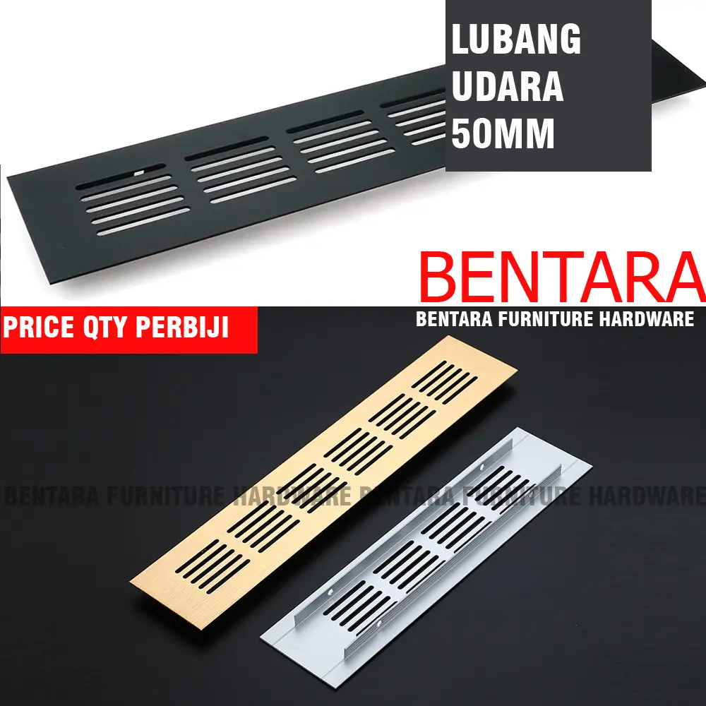 LUA-50  LUBANG UDARA ALUMINIUM LEBAR 50MM - Furniture Air Vent Alu Ventilasi Persegi