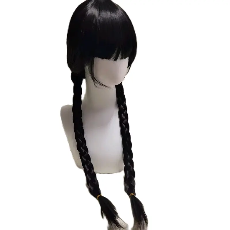 wig kepang dua poni depan wig kepang dua csplay wenesday 5