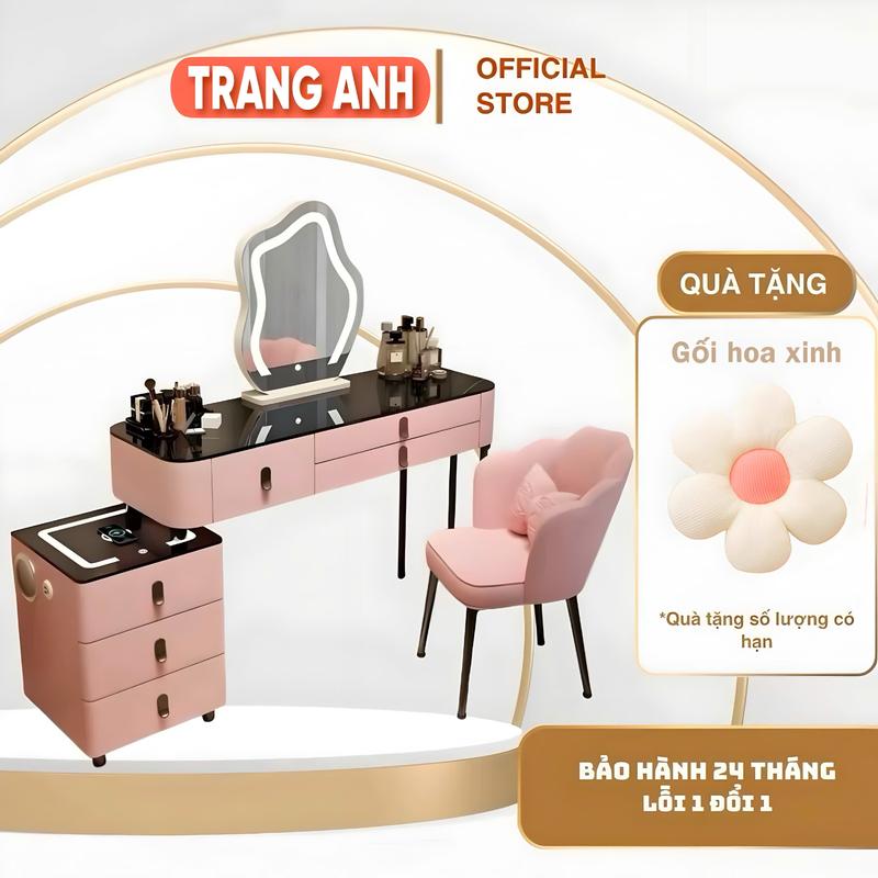 [S] Bàn trang điểm thông minh bọc da cao cấp tích hợp loa Bluetooth và đèn LED điều chỉnh 3 màu_TrangAnhstore