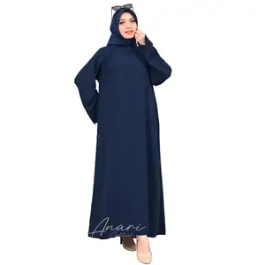 Anari Gamis Abaya Polos Wanita Kekinian / Abaya murah jema hikmat  / Gamis Lebaran Simpel Arab Turkey Turki / Pakaian Pesantren Ukuran S M L XL XXL Hitam Muslim Dress Basic Maxi Remaja Dewasa Umroh Syari
