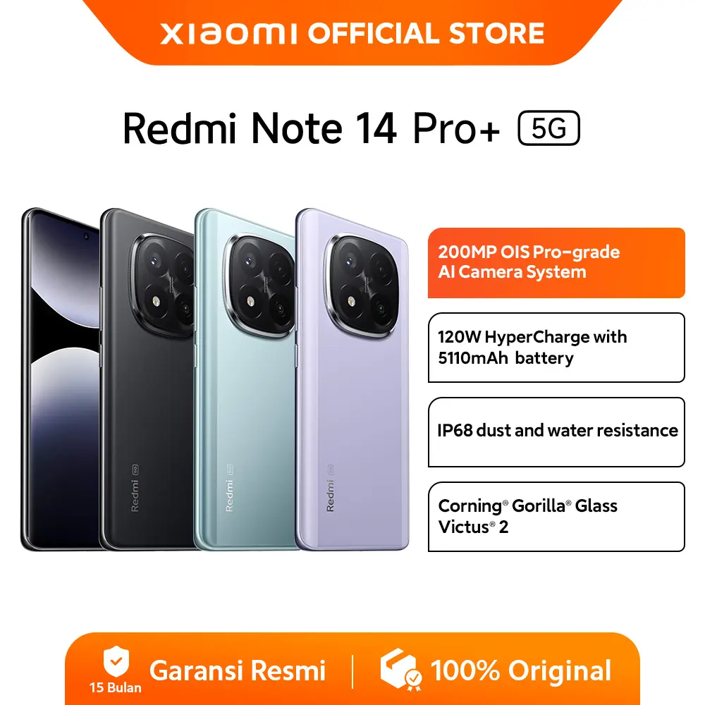 Xiaomi Redmi Note 14 Pro+ 5G | 200 MP OIS Pro grade AI Camera System | 120W HyperCharge with 5110mAh battery | IP68 | Corning Gorilla Glass Victus 2 [Official Store]