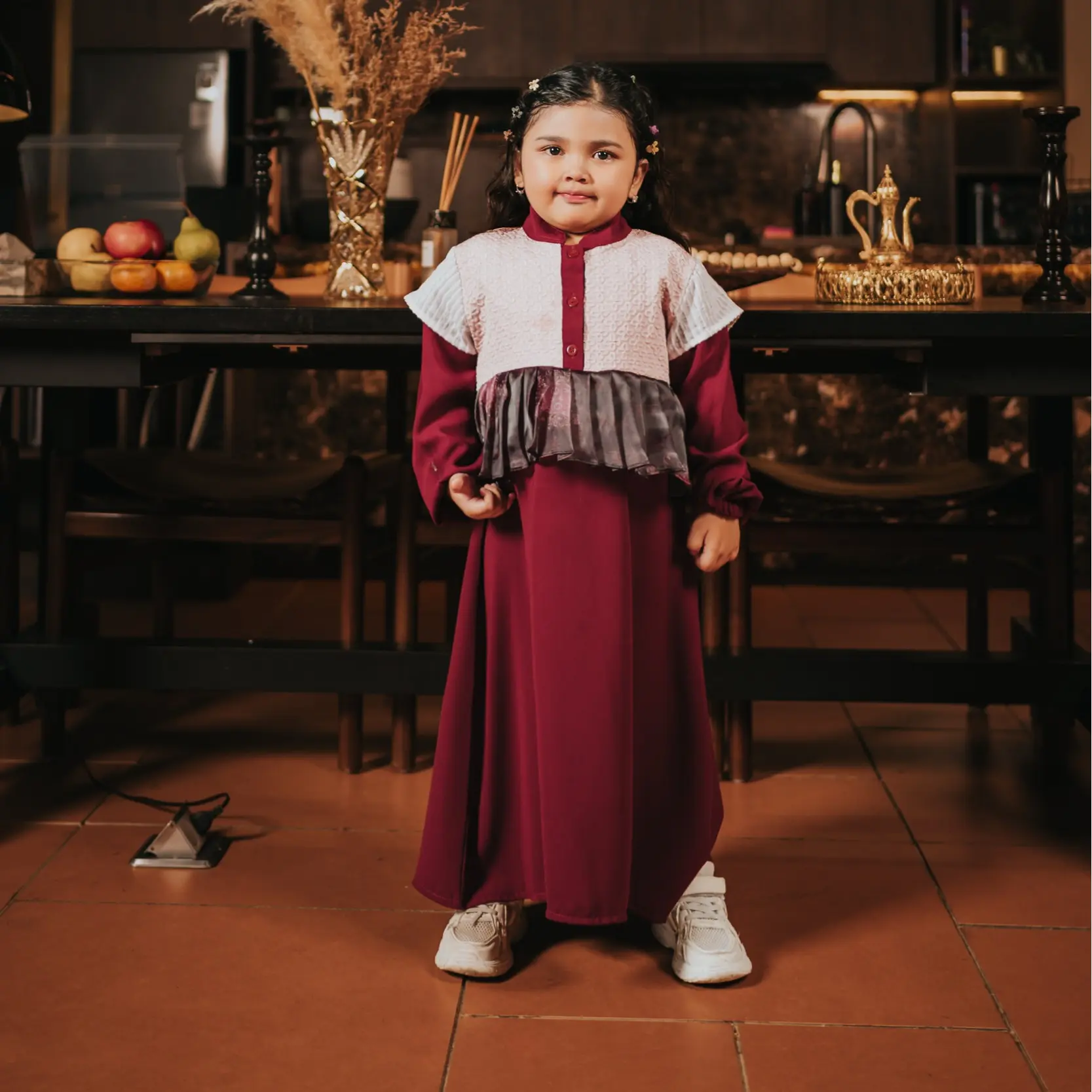 Dress Maroon Anak (S-M)