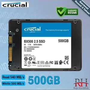 Crucial SSD BX500 500GB 2.5" Sata3 - Garansi 3tahun Resmi Storage