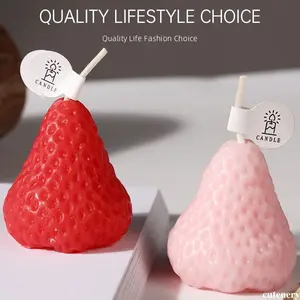 Lilin Stroberi Kreatif DIY-Pesta Selamat Ulang Tahun Dekorasi Lilin Kartun Sederhana cutenery