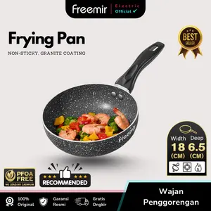 [FLASH SALE] freemir Wajan Anti Lengket 18 cm Wok Pan Hitam Multifungsi