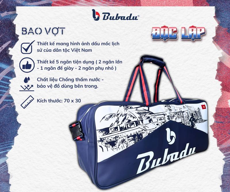 CHÍNH HÃNG BUBADU Bao túi đựng vợt ngang BUBADU ĐỘC LẬP - phiên bản giới hạn 2025 Sport Túi Thể Thao Bag Balo