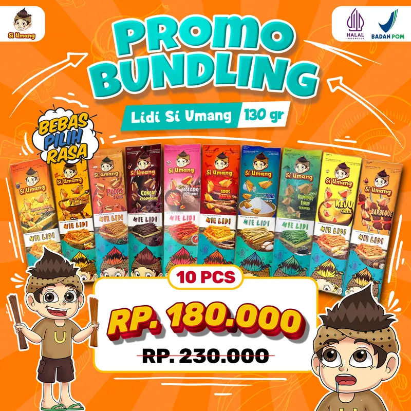 Si Umang Cemilan Sapu Lidi 130G Paket Bundling Hemat 10 Pcs (TIDAK BISA REQUEST RASA) Food Jajanan Snack Keripik Asin Manis Pedas Gratis Ongkir Rp0 0