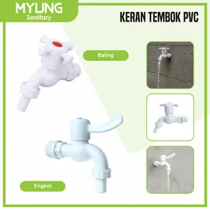Myung Kran Air Tembok Plastik Baling Engkol 1/2" 3/4" Inch Pvc Putih HPP - Myung Sanitary
