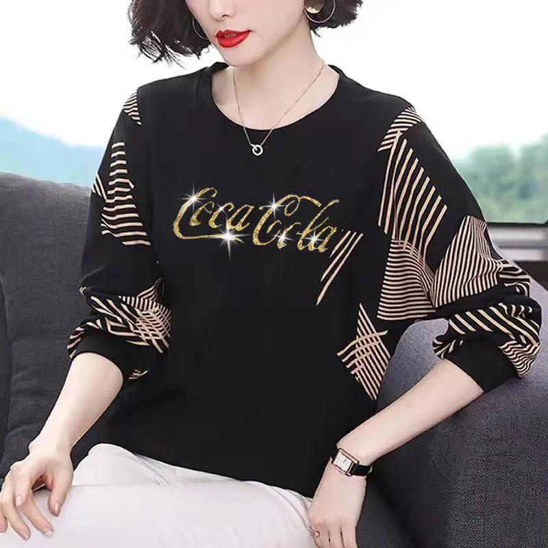 Áo Thun Dài Tay Cho Mẹ Trung Niên, Dáng Rộng, Cỡ Lớn, Áo Cánh Dơi Để Che Bụng, Mới, Mùa Xuân Và Mùa Thu 2