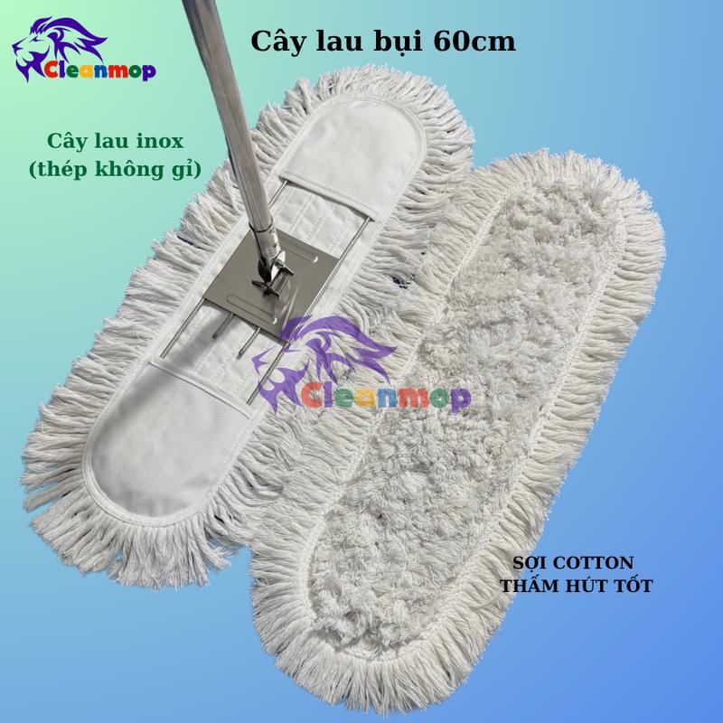  Cây lau nhà 60cm cây lau bụi công nghiệp inox cứng cáp bền bông lau cotton thấm hút tốt chất thấm nước Lau Sàn vat  dung gia dinh chổi  lau bệnh viện cây  lau cây  lau 