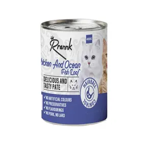 RRANNK Cat HAIRBALL CONTROL Wetfood Chicken and Ocean Fish Loaf - 400g Pate Can