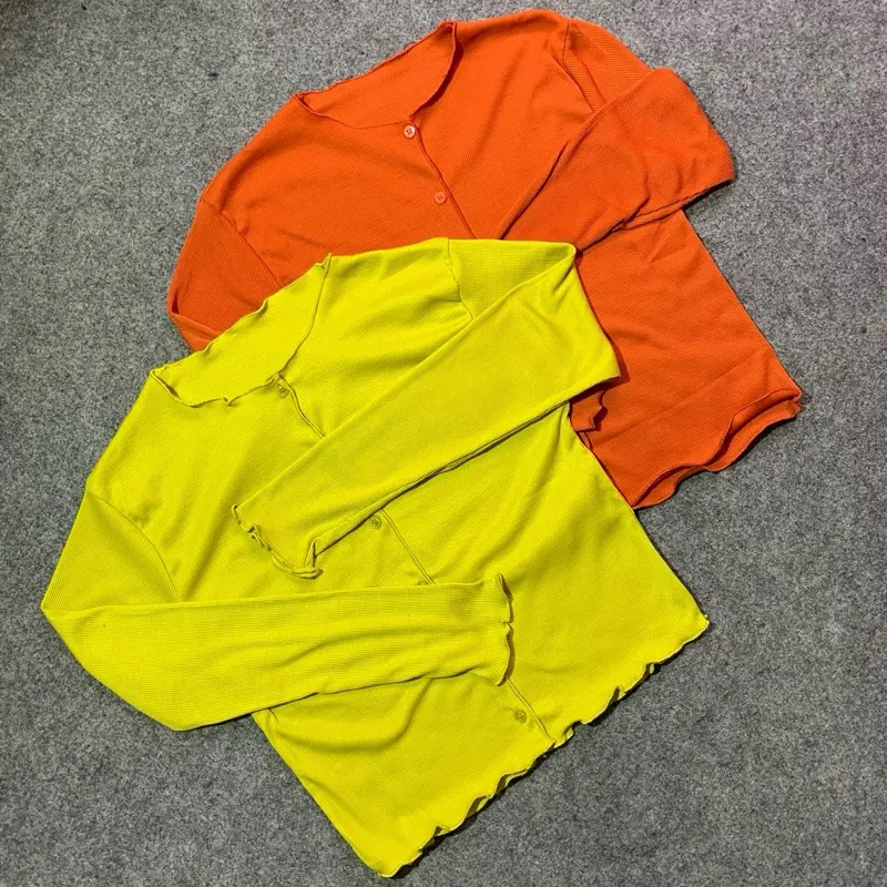 Cardigan Waffer Korean style crop top wanita lengan panjang Cardigan premium kancing rib Nyaman Tebal Cantik Atasan Baju