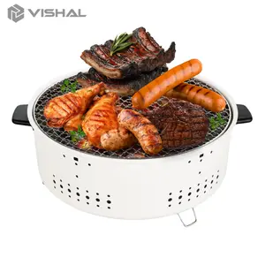 VISHAL Grill Pan Multifungsi Pemanggang Bulat Portable Barbeque/ Alat Pemanggang Arang / Tempat Pemanggang BBQ Grill Pan Bakaran Sate Portable Piknik VS-1869