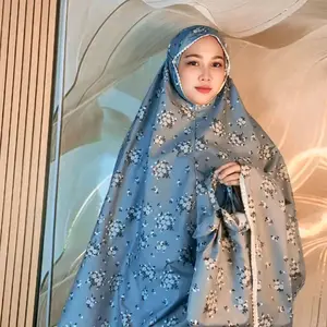 Mukena Sleting, bahan katun mikro Cantik Dewasa Panjang Renda Zipper Muslim Travel Nyaman