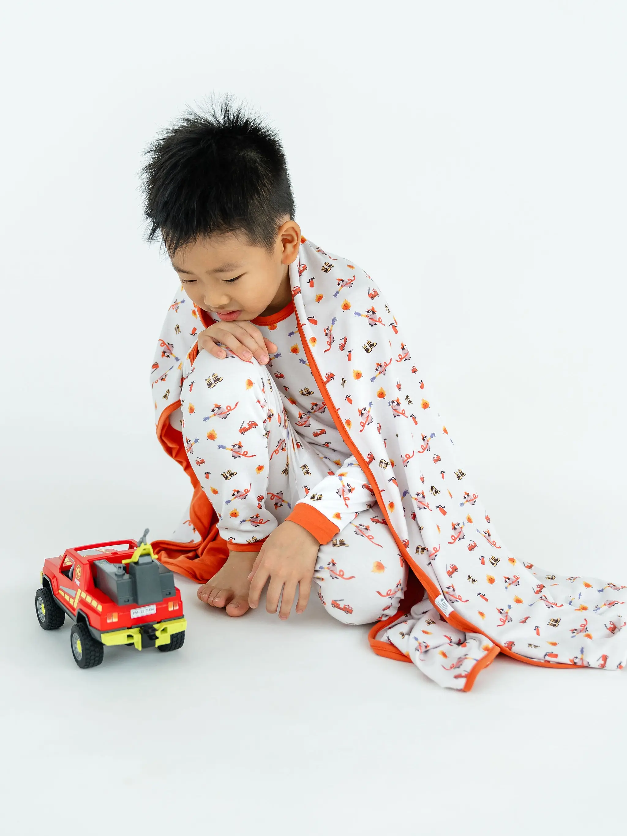 MamaPyjama Firefighter Penguin TENCEL Long Sleeve Kids Pyjama Set
