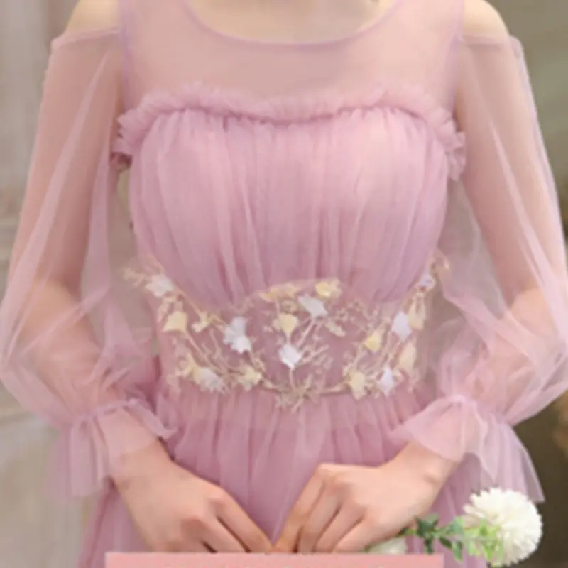 Gaun Pengiring Pengantin Mode Baru Perjamuan Gaun Malam Pengiring Pengantin Pernikahan MESH flower 7