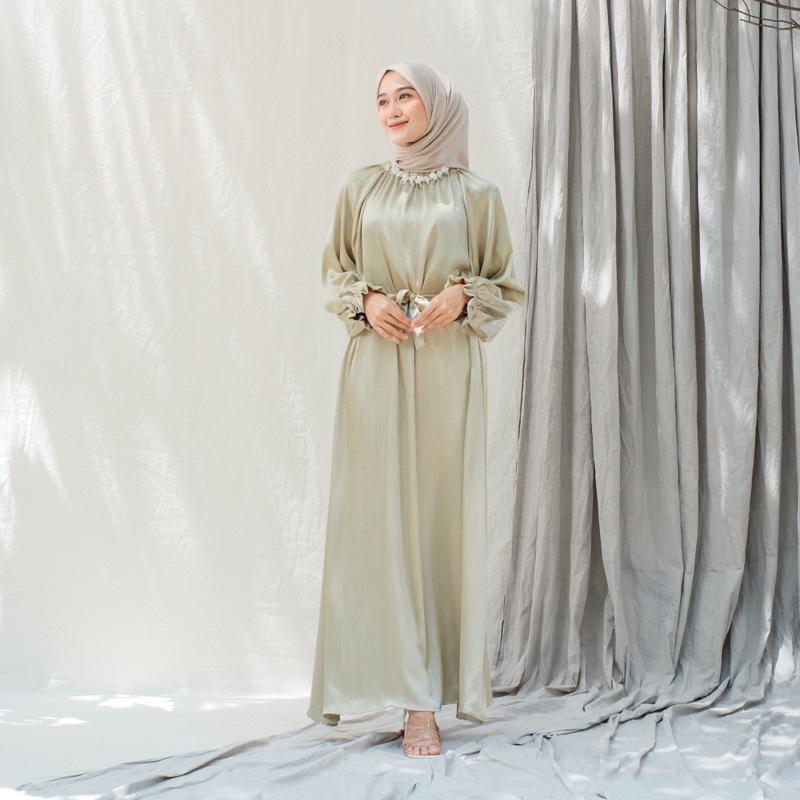 FIT XL-XXL (dress-cradenza) luna • luna dress bahan cradenza premium - dress shimmer terbaru - tidak menerawang 3